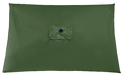 Toldo Rectangular de Repuesto para Sombrilla, 6 Varillas, Resistente a la Decoloración, de Tela de Poliéster Resistente, para Exteriores, para Mesa de Mercado, Voladizo, Cubierta Superior(Verde)