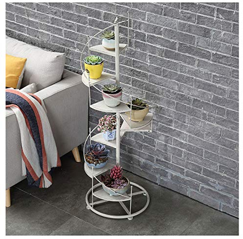 SZITW Blumentopf-Regale, Eisen-Schwarz-Metall-Wendeltreppen-Ausstellungsständer, europäische Retro-Heimdekorationen, Lagerregal, Garten, dekorativer Pflanzenständer, weiß