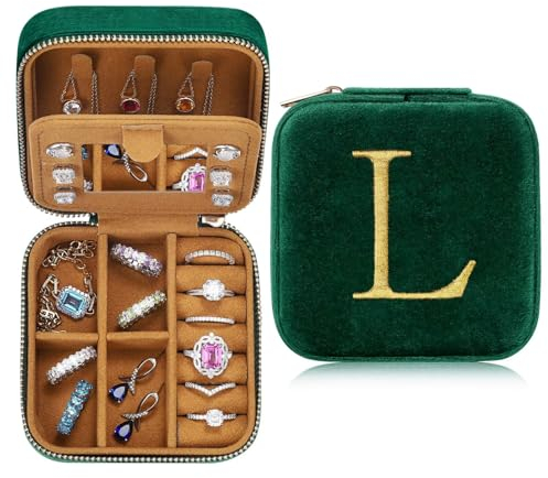 TINGN Travel Jewellery Organiser, Mini Jewellery Box, Personalised Travel Jewelry Box L, Jewelry Case with Mirror, Birthday Gifts for Women, Gifts for Her, Birthday Gift for Teenage Girls