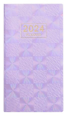 A6-Planer, violett, Notizbuch, Januar 2024–Dez. 2024, Tages- und Stundenplaner 2024, Premium-Papier, Violett