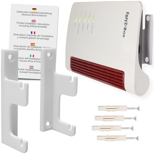 Fritz Box Wandhalterung kompatibel für FritzBox 7590 7530 7510 Router Halter Halterung Wandhalter Aufhängung kleben oder Schrauben