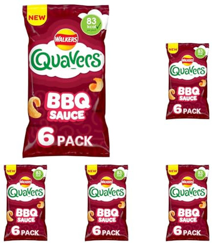 Walkers Quavers BBQ Multipack Snacks Crisps 6x16g (Pack of 5)