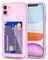 Svanove for iPhone 11 Case Wallet Clear, Card Holder Case with Credit Card Slot, Thin Slim Transparent Silicone Grip Soft Rubber Protective Shockproof Airbag Bumper for Women, Light Pink
