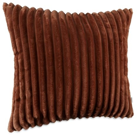 Dekokissen Kissenbezug Sofakissen Pillow Plüsch Kuschelkissen Zierkissen Cord Kissen Couchkissen Kord Kissenhülle ultraweich gestreift Lilli 60x60cm ohne Füllung Kupfer