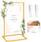 MorningRo Wedding Welcome Sign Stand 50”x30”x20” Welcome to Our Wedding Sign Holder with 2 Leather Straps Easel Stand for Signs Metal Display Poster Holder for Ceremony Party(White, Gold)