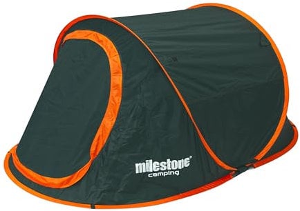 Milestone Camping 17809 Pop Up Tent / 1 Person Water-Resistant Tent with Carry Bag Included