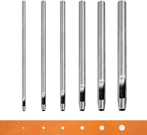 WUTA Locheisen Set, Rund Hohlstanz-Schneidewerkzeug, Locheisensatz für Leder, Uhrenarmband, Dichtungsgürtel (0.5+1+1.5+2+3+4+5mm)