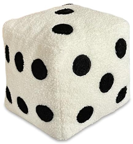 MOUNTTU Fuzzy Dice Große Würfel, Plüschwürfel, Würfelkissen, 12 Zoll 6-seitige Plüschwürfel, milchig weiße Fuzzy Dice, Sherpa Große Würfel, Dekorative für Zuhause, Hotel, Party, Büro