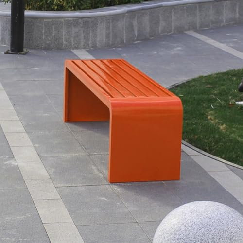 GQMYCDM Außenbank, Gartenbank, Wetterfeste Terrassenbank, Metallbank, Parkbank, Verrottet und Verblasst Nicht, für Rasen, Hof, Veranda, Arbeitseingang(Orange,100cm/39in)