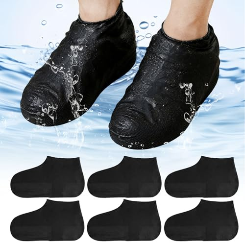 3 Paires Couvre-Chaussures Imperméables en Silicone pour Les Jours de Pluie | Surchaussures Impermeables, Protege Chaussures Anti-Pluie, Réutilisables, Antidérapants, pour La Plage, Les Routes Boueuses