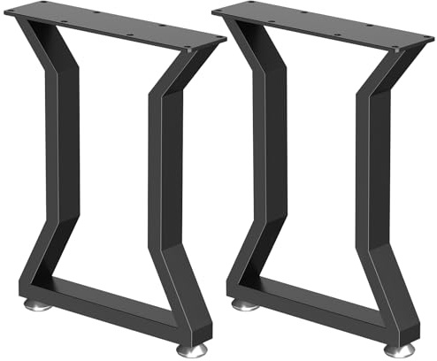 ENUMAIL Pieds de Meubles en Métal de Type I,30x40x7cm,Noir,2 Pack | Pied de Table avec Instructions de Montage,Tube Métallique 4x2cm,4 Tapis Antidérapant Réglable en Hauteur,Pré Perçage