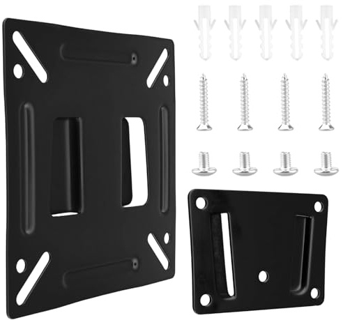 Monitor Wall Mount 14-27 Inch, Ultra Slim Fixed Monitor Wall Bracket with Max VESA 100×100 mm Small TV Wall Bracket for LED/LCD/OLED/Plasma Screens Small Monitor Mount Bracket up to 33lbs