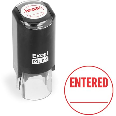 ExcelMark Entered - Self-Inking Rubber Stamp - A17 Red Ink