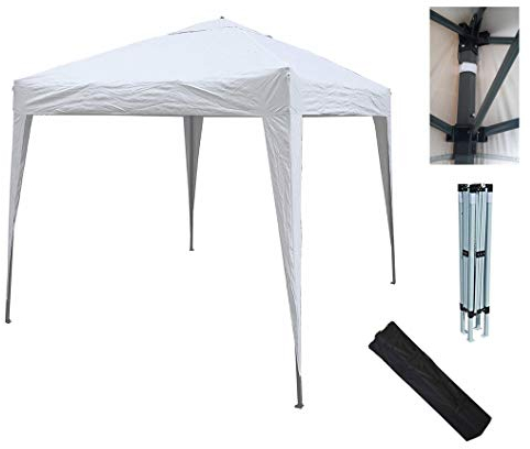 2x2m Pavillon, Gartenpavillon, Faltpavillon, Festzelt, Partyzelt mit silberfarbener Schutzschicht, (Weiß)