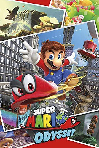 Close Up Super Mario Poster Odyssey Collage (61cm x 91,5cm) + 2 St. Schwarze Posterleisten mit Aufhängung