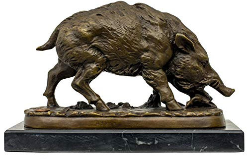 aubaho Bronzeskulptur Wildschwein im Antik-Stil Bronze Figur 22cm