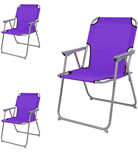 Mojawo 3 Stück Campingstuhl Faltstuhl Stoff Oxfort Lila Klappstuhl Anglerstuhl Regiestuhl Angelstuhl Metall B 53 x T 46 x H 74 cm