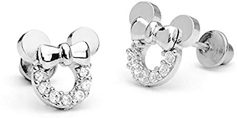 Micky-Maus-Ohrringe von findout aus Sterlingsilber, Zirkonia, für Frauen und Mädchen (f1696silver)