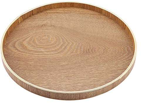 Plateau de service rond en bois pour théière, fruits, bonbons, nourriture - décoration d’intérieur, Bois, 30cm