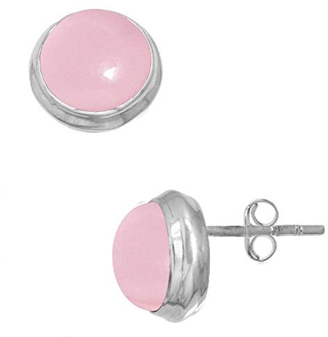 Jeweloporium 925 Silver Earring for Women Silver Earring Pink Rose Quartz Gemstone Studs Vintage Christmas - Gift Solitaire Jewelry