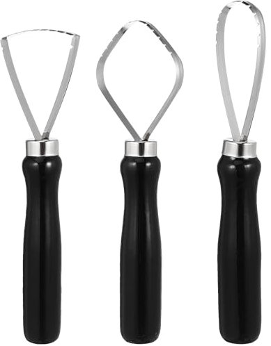 iplusmile Sculpture Scraper - Ceramic Pottery Clay Trimming Big Loop Tool - Wood Handle Sculpture Tool Scraper, Molding Set(3Pcs)
