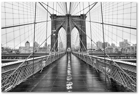 Postereck - 3461 - Brooklyn Bridge, New York Manhatten Brücke SW - Wandposter Fotoposter Bilder Wandbild Wandbilder - Leinwand - 100,0 cm x 75,0 cm