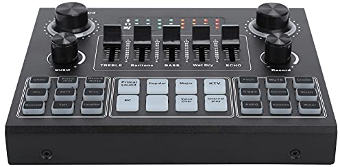 Carte Son pour PC, V9 Bluetooth Sound Card Stereo Audio Mixe avec 16 Effets spéciaux sonores pour Jeu d'ordinateur Mobile Phone Live Broadcast