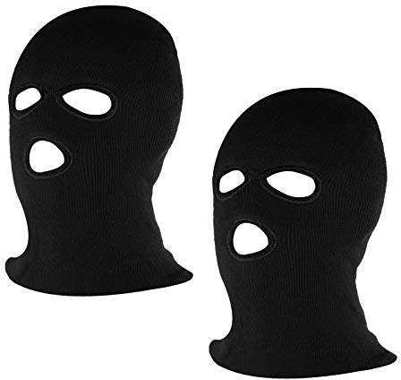 SUNTRADE Schwarze 3-Loch-Vollmasken-Skimaske Warme, doppelt gestrickte Winter-Sturmhaube für Outdoor-Sportarten (2)