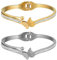 JewelryWe Schmuck 2pcs Armreif Damen Schmetterling Zirkonia Edelstahl Armband Armspange mit Gravur Geschenk für Frauen Mädchen Muttertag Valentinstag Silber Gold