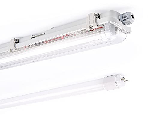 NCC-Licht LED Feuchtraumleuchte Eco Wannenleuchte 150cm 1 x 22W T8 Röhre 2200lm Neutralweiß 4000K IP65