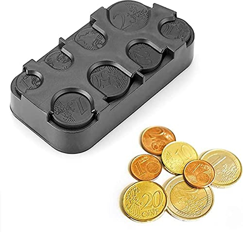 Support pour pièces en euros, distributeur de pièces en euros Rectangle porte-monnaie en plastique boîte de rangement organisateur utilisation de la voiture