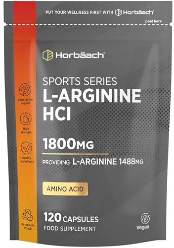 L-Arginine Capsules 1800mg | High Strength Amino Acids Supplement for Pre and Post Workout | Keto Diet Friendly | 120 Count | by Horbaach