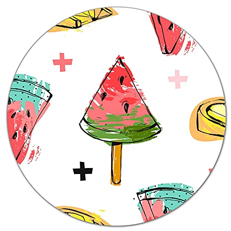 Coloray Glass Chopping Board Worktop Saver ⌀ 15.8 inch/fi 40cm Tempered Safety Glass Cutting Board Splashback for Kitchen Protection - Watermelon Ice Creams Softwork Lemons