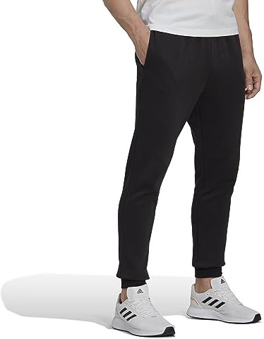 adidas Herren Essentials Fleece Regular Tapered Pants, schwarz / weiß, Groß