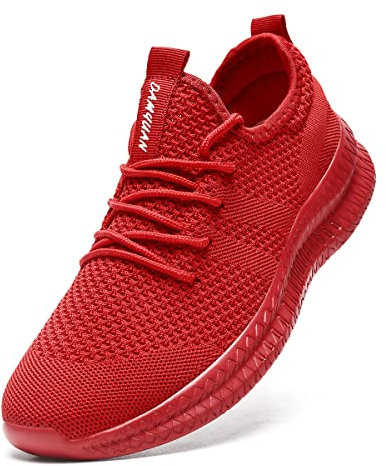 Tvtaop Damen Sneaker Laufschuhe Turnschuhe Straßenlaufschuhe rutschfest Leichtgewichts Atmungsaktiv Walkingschuhe Outdoor Tennisschuhe Sportschuhe Freizeitschuhe,Rot 38 EU