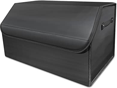 Ergocar Kofferraum Organizer, Zusammenklappbarer Aufbewahrungsbox für Auto Zubehör mit Fächern, Autotasche Auto Kofferraum Box mit Deckel und Griffe, Rutschfester Boden, Sicherheitsgurt, Praktisch