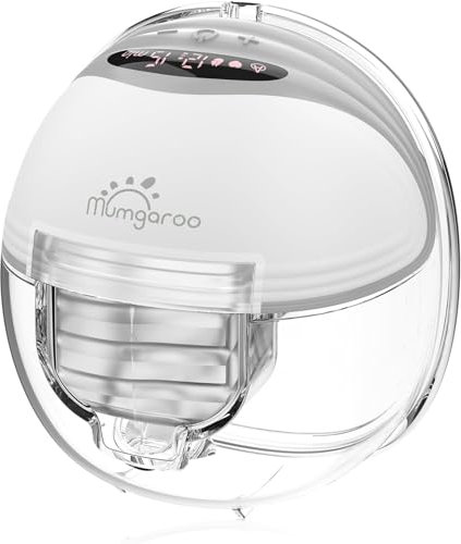 Breast Pump, Mumgaroo Wearable Breast Pump with 3 Modes & 12 Levels, Ultra-Quiet & Painless Hands Free Breast Pump with LCD Display, Worn in-Bra Rechargeable Electric Breast Pump-27mm Flange