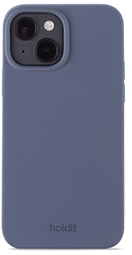 holdit Silikonhülle iPhone 14/13-0,8mm Ultra dünn Handyhülle Silikon - Trendy Slim Silicone case mit Voller Schutz (erhöhte Kante für Kameraschutz) - Pacific Blue