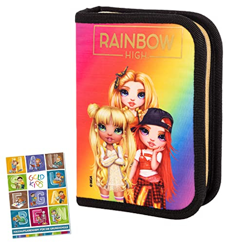 Goldkids Federmappe Federmäppchen Federtasche Schüleretui Stiftetasche Schlamper-Etui Schul-Etui ohne Inhalt Rainbow High Golden Style Motiv inkl Hausaufgabenheft