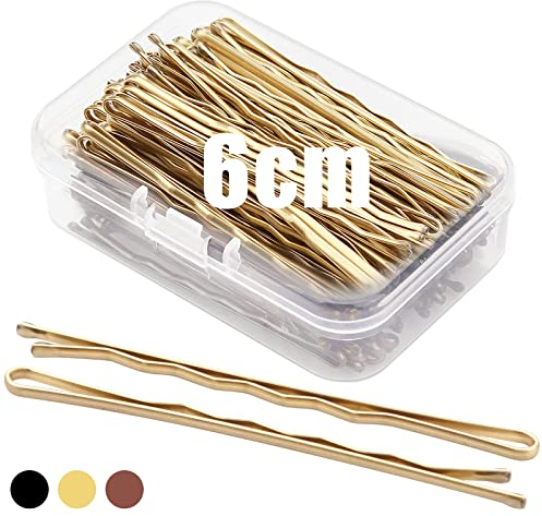 Mbsomnus 100 Stück Haarnadeln 6cm Bobby Pins Gold Haarklemmen Damen Haarklammer Gold Hair Pin Haarklammer Metall Wellenform Haarklammern mit Aufbewahrungsbox Ideal für Alle Haartypen Mädchen