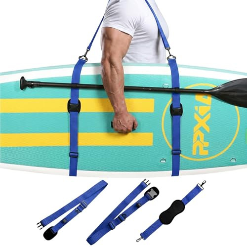 PPXIA Surfboard Tragegurt Paddelboard Carry Strap, Schultergurt für Surfbretter, Paddleboards, Longboards, Kajak, und Kanu, SUP Board Zubehör Tragegurt mit Paddelhalter