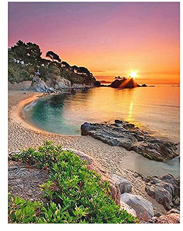 DCIDBEI Diamond Painting Erwachsene Eckige Steine Strand 40x50cm - Diamant Painting Bilder Meer Square - Sonnenuntergang Kreuzstichset Malen nach Zahlen Puzzle