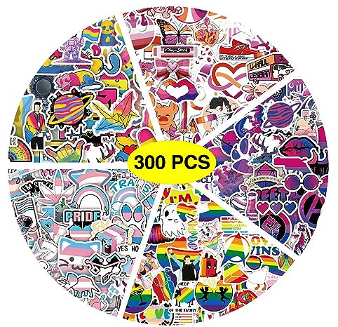 GTOTd LGBTQ Stickers (300Pcs) Rainbow Gay Pride Gifts Merchandise Merch Party Supplies Vinyl Water Bottle Luggage Guitar Skateboard Cute Aesthetic Manga Gifts for Teens