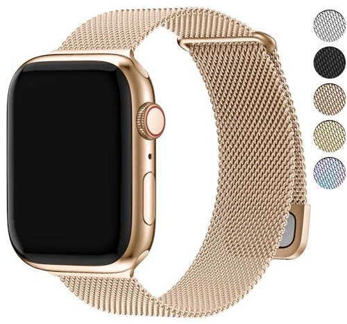 Fullmosa Kompatibel mit Apple Watch Armband 40mm 42mm 41mm 38mm 44mm 45mm 46mm 49mm, Milanaise Metallarmband für iwatch Ultra SE Series 10 9 8 7 6 5 4 3 2 1, Edelstahl Magnetisch Band, Rosegold