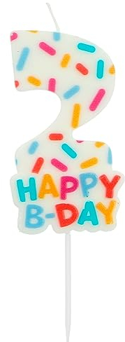 Folat 24112 Candele per torta - Cozy Sprinkles Numero 2-7 cm - Decorazioni Torta adatto Feste di Compleanno, Anniversario, Matrimonio, Baby Shower