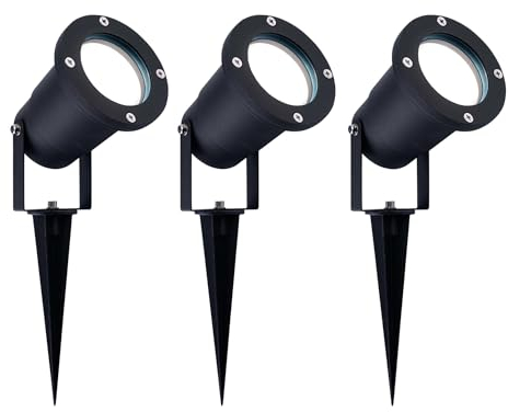 Ledvion - 3X Spots à Piquer LED, Aluminium, IP65, 5W, 6500K, 1M de Câble, Projecteurs LED, Spots de Jardin