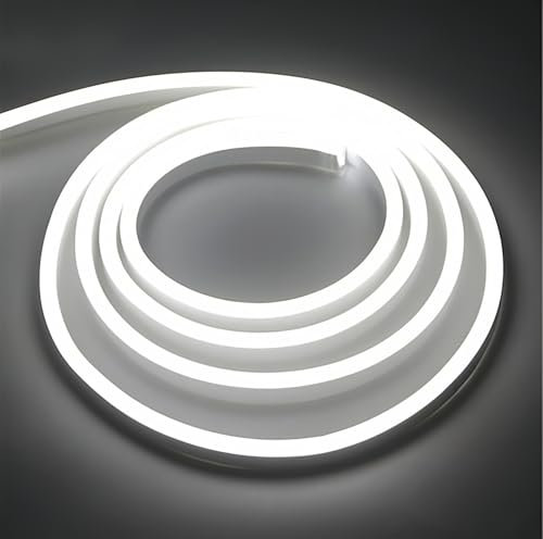 ONSSI® Strisce LED Neon 220v (Bianco Freddo,15M),12w/m COB Luce a Corda ad Alta Luminosità,Ogni Taglio 10 cm, Impermeabile IP65 con Interruttore e Adesivo,Nastri LED Neon per Uso Interno ed Esterno