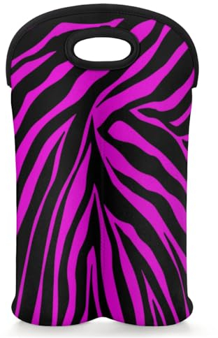 Wine Gift Bag,Wine Carrier Tote Bag Two Bottle Insulated Neoprene Wine/Water.Bottle Holder for Travel with Secure Carry Handle Reusable Wine Tote Carrier, Christmas Gifts Party (Cartoon Zebra Stripes)