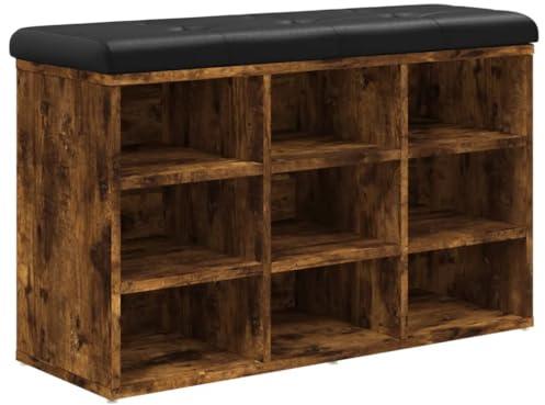 vidaXL Schuhbank Räuchereiche 82x32x50 cm Holzwerkstoff