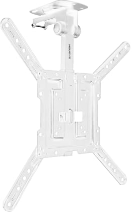 Mount-It! Flip Down TV Mount | Folding Ceiling TV Mount for 23 to 55 Inch | Heavy-Duty Bracket for Roof and Slanted Walls | Universal VESA up to 400x400mm, Height Adjustable 44 Lbs Capacity, White